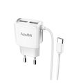 Устройство зарядное сетевое Type-C, 2 USB FaisON, C59A, Mega joy, 2100mAh, пластик, цвет: белый-1