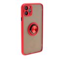 Накладка задняя FaisON для APPLE iPhone 12 Mini, Ring Series 2, пластик, силикон, матовая, держатель под палец, магнит, цвет: красный-1