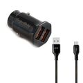 Блок питания автомобильный 2 USB FaisON A-20, EDGE, 2400mA, кабель микро USB 1.0м, цвет: чёрный-1