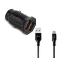 Блок питания автомобильный 2 USB FaisON A-20, EDGE, 2400mA, кабель Type-C, 1.0 м, цвет: чёрный-1