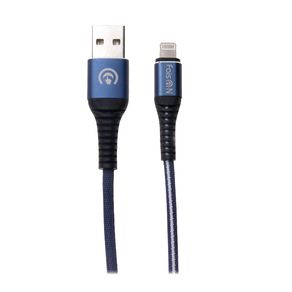 Кабель USB - Apple 8 pin FaisON HU31, 1.0м, круглый, 2.1A, ткань, цвет: синий-1