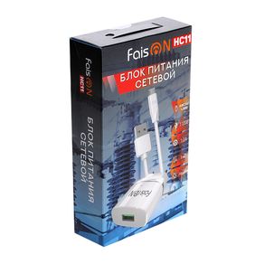 Блок питания сетевой 1 USB FaisON, HC11, 1000mA, пластик, кабель микро USB, цвет: белый-3