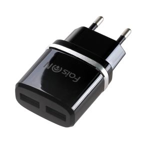 Блок питания сетевой 2 USB FaisON, HC12, 2400mA, пластик, кабель Apple 8 pin, цвет: чёрный-1