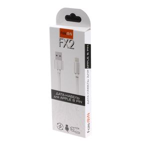 Кабель USB - Apple 8 pin FaisON FX2, 1.0м, круглый, 2.1A, ткань, цвет: белый-2