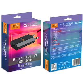Блок питания сетевой 1 USB FaisON, FS-Z-440, Classic, 1000mA, пластик, цвет: чёрный-2