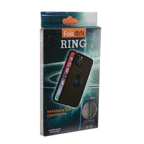 Накладка задняя FaisON для APPLE iPhone X/XS, Ring Series 2, пластик, силикон, матовая, держатель под палец, магнит, цвет: зелёный-3