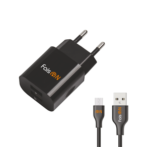 Блок питания сетевой 1 USB FaisON, FS-Z-460, Classic, 1000mA, пластик, кабель микро USB, цвет: чёрный-1
