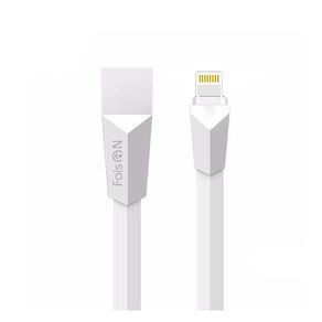 Кабель USB - Apple 8 pin FaisON HX4 Zinc Alloy Rhombus, 1.0м, плоский, 2.1A, силикон, цвет: белый-1