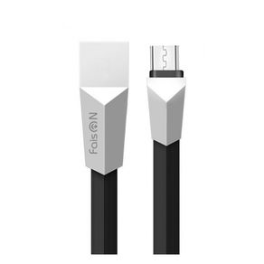Кабель USB - микро USB FaisON HX4 Zinc Alloy Rhombus, 1.0м, плоский, 2.1A, силикон, цвет: чёрный-1