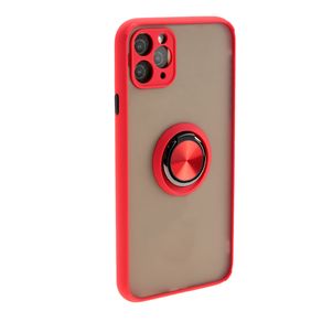 Накладка задняя FaisON для APPLE iPhone XI Pro Max, Ring Series 2, пластик, силикон, матовая, держатель под палец, магнит, цвет: красный-1