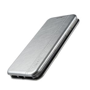 Чехол-книжка FaisON для XIAOMI Redmi Note 8 Pro, PREMIUM Line, экокожа, с силиконовым креплением, на магните, цвет: серебряный-2