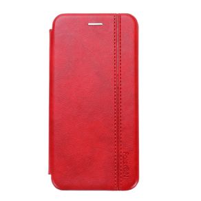 Чехол-книжка FaisON для XIAOMI Redmi Note 7, PREMIUM Line, экокожа, с силиконовым креплением, на магните, цвет: красный-1