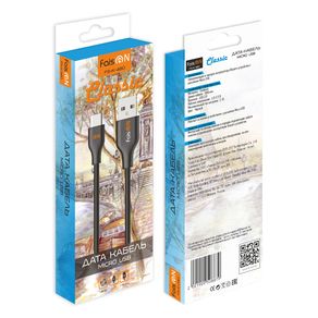 Кабель USB - микро USB FaisON FS-K-480 Classic, 1.0м, круглый, 2.1A, силикон, цвет: чёрный-2