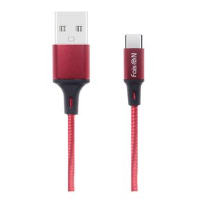 Кабель USB - Type-C FaisON HX14 ALUM, 2.0м, круглый, 2.1A, ткань, цвет: красный-1