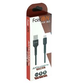 Кабель USB - Type-C FaisON HX30 Star, 1.0м, круглый, 2.1A, силикон, цвет: чёрный-2