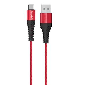 Кабель USB - Type-C FaisON HX38 Cool, 1.0м, круглый, 2.4A, нейлон, цвет: красный-1