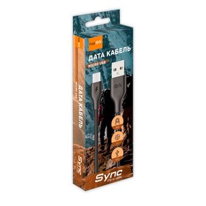 Кабель USB - микро USB FaisON FS-K-486 Sync, 2.0м, круглый, 2.1A, силикон, цвет: чёрный-2