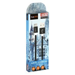 Кабель USB - Type-C FaisON HX35 Premium, 0.25м, круглый, 2.4A, ткань, цвет: чёрный-2