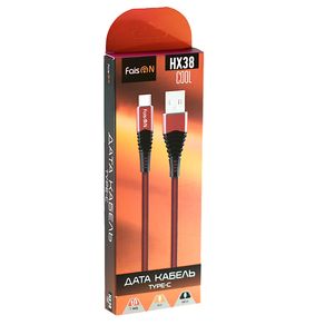 Кабель USB - Type-C FaisON HX38 Cool, 1.0м, круглый, 2.4A, нейлон, цвет: красный-2
