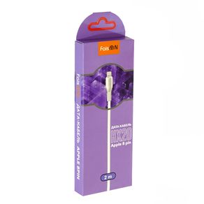 Кабель USB - 8 pin FaisON HX20, 2.0м, круглый, 2.1A, силикон, цвет: белый-2