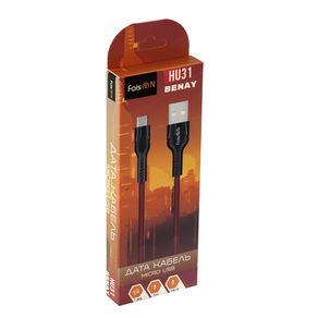 Кабель USB - микро USB FaisON HU31 Benay, 1.0м, круглый, 2.4A, ткань, цвет: красный-2