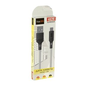 Кабель USB - микро USB FaisON HX29 Superior, 1.0м, круглый, 2.4A, силикон, цвет: белый-2