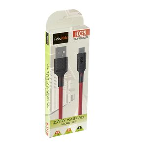 Кабель USB - микро USB FaisON HX29 Superior, 1.0м, круглый, 2.4A, силикон, цвет: красный-2