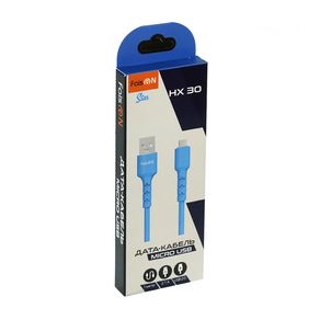 Кабель USB - микро USB FaisON HX30 Star, 1.0м, круглый, 2.0A, силикон, цвет: синий-2