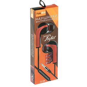 Наушники внутриканальные FaisON Q128, Perfect, микрофон, кнопка ответа, кабель 1.2м, цвет: чёрный, красная вставка-2