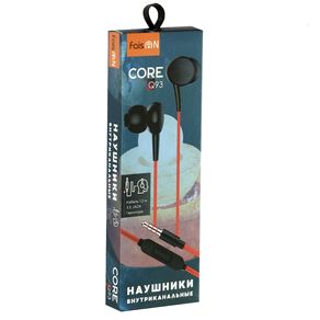Наушники внутриканальные FaisON Q93, Core, микрофон, кнопка ответа, кабель 1.2м, цвет: красный-2