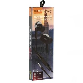 Наушники внутриканальные FaisON T110, Baily, микрофон, кнопка ответа, кабель 1.2м, цвет: чёрный-2