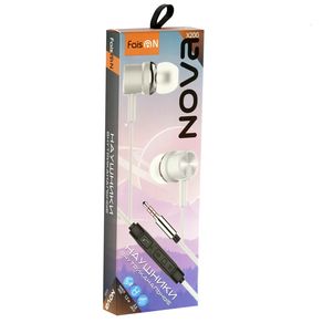Наушники внутриканальные FaisON X200, Nova, микрофон, кнопка ответа, кабель 1.2м, цвет: белый-2