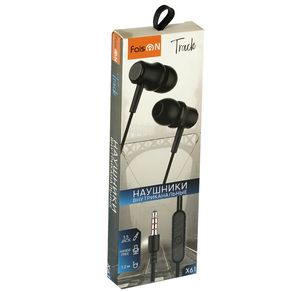 Наушники внутриканальные FaisON X61, Track, микрофон, кнопка ответа, кабель 1.2м, цвет: чёрный-2