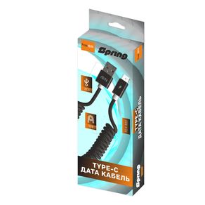 Кабель USB - Type-C FaisON FS-K-803 Classic, 1.5м, пружинка, 2.0A, нейлон, цвет: чёрный-2
