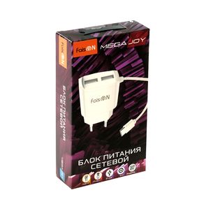 Устройство зарядное сетевое Type-C, 2 USB FaisON, C59A, Mega joy, 2100mAh, пластик, цвет: белый-2
