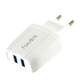 Блок питания сетевой 2 USB FaisON, T97, Velocity, 2400mA, пластик, цвет: белый-1