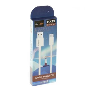 Кабель USB - Type-C FaisON HX23 Everyday, 1.2м, круглый, 2.1A, силикон, цвет: белый-2