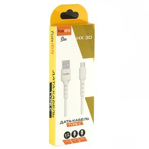 Кабель USB - Type-C FaisON HX30 Star, 1.0м, круглый, 2.1A, силикон, цвет: белый-2