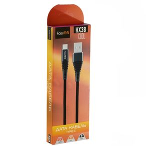 Кабель USB - Type-C FaisON HX38 Cool, 1.0м, круглый, 2.4A, нейлон, цвет: чёрный-2