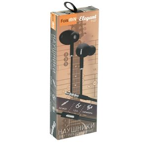 Наушники внутриканальные FaisON T107, Elegant, микрофон, кнопка ответа, матовый, кабель 1.2м, цвет: чёрный-2