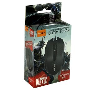 Мышь проводная FaisON, M115, Battle, 1600 DPI, оптическая, USB, 3 кнопки, цвет: чёрный-3