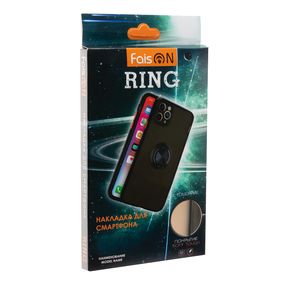 Накладка задняя FaisON для XIAOMI Mi10, Ring Series 2, пластик, силикон, матовая, держатель под палец, магнит, цвет: чёрный-3