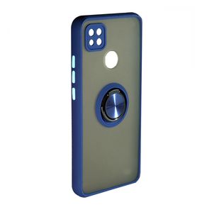 Накладка задняя FaisON для XIAOMI Redmi 9C, Ring Series 2, пластик, силикон, матовая, держатель под палец, магнит, цвет: синий-1
