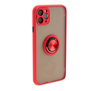 Накладка задняя FaisON для APPLE iPhone 12 Mini, Ring Series 2, пластик, силикон, матовая, держатель под палец, магнит, цвет: красный-1