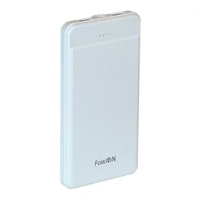 Аккумулятор внешний FaisON J48, Nimble, 10000mAh, пластик, 2 USB выхода, 2.0A, цвет: белый, в техпаке*-1