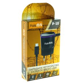 Устройство зарядное сетевое микро USB FaisON, P-10, 1000mAh, цвет: чёрный-2
