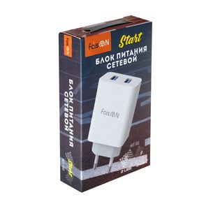 Блок питания сетевой 2 USB FaisON, HUT-100, Start, 2400mA, пластик, цвет: белый-2