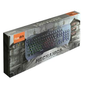 Клавиатура проводная FaisON, MECHANICS, KB521, мембранная, подсветка, USB, цвет: чёрный, мятая упаковка-4