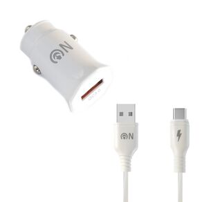 Блок питания автомобильный 1 USB FaisON A-20, EDGE, 3000mA, QC3.0, кабель Type-C, 1.0 м, цвет: чёрный, мятая упаковка-1