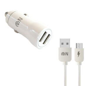 Блок питания автомобильный 2 USB FaisON A-27, Range, 2400mA, QC3.0, кабель микро USB, цвет: белый-1
